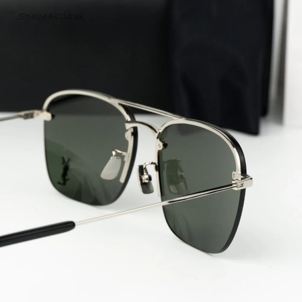 Saint Laurent Men Sunglasses Silver Grey Pilot SL309M 002 NEW AUTHENTIC